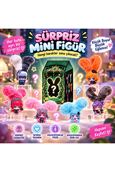 Kutulu Mini Figür Oyuncak - Peluş Kulaklı Sevimli Karakterler (1 Adet Random Kutu)