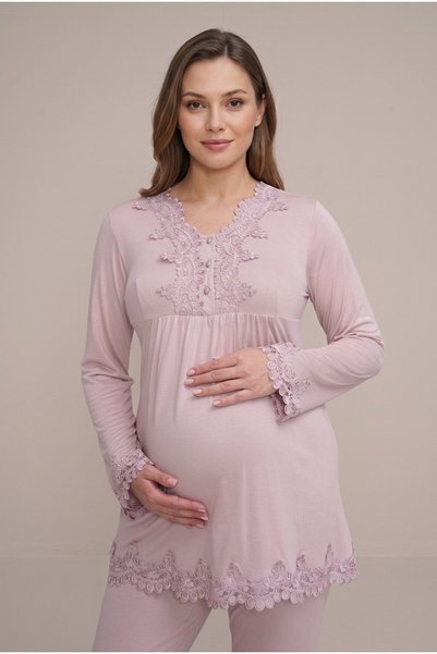 Generic Brand Women's Powder Lace Buttoned New Season Long Sleeve Maternity P...