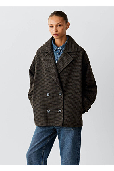 Mango Teen Oversize kareli kumaş palto