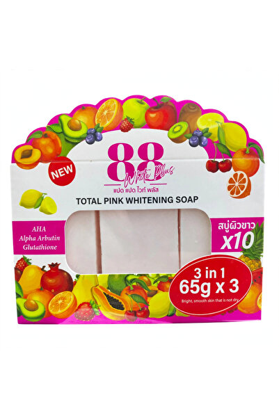 88 White Plus Total Pink Whitening Soap 3x65g, Alpha Arbutin Glutathione AHA ...