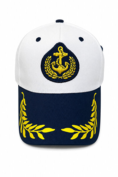 Jack Ferrero White Navy Blue Anchor Emblem Sailor Cap Adjustable Unisex Sport...