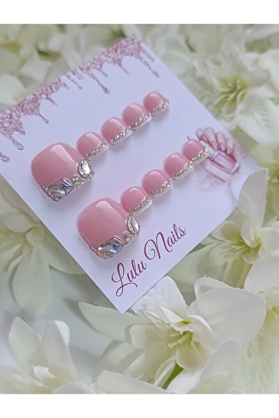 Lulu Nails Ayak Taşlı French Jel Takma Tırnak