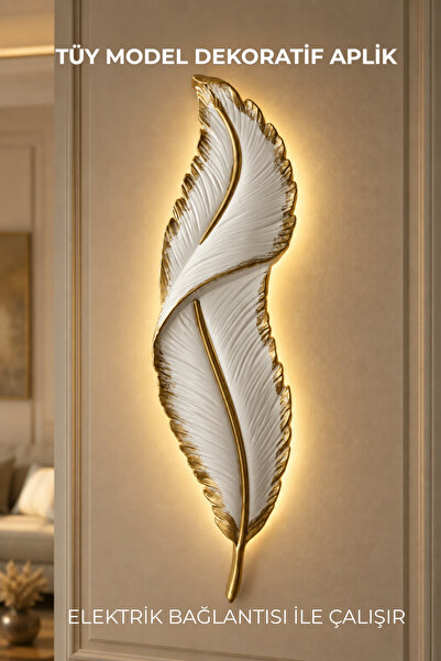 Edison White Gold Edged Feather Model Decorative Sconce Wall Lamp Electric Li...