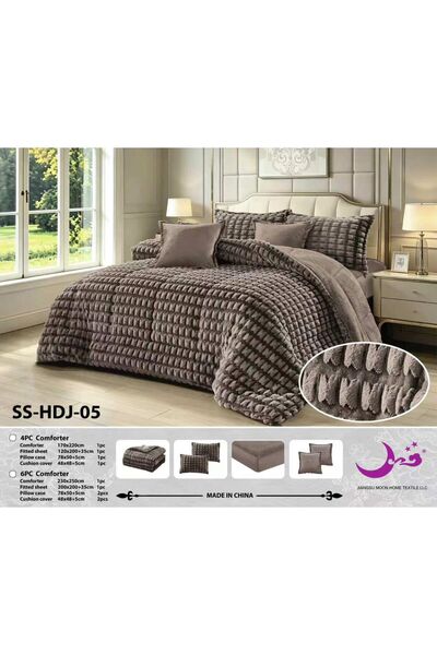 Moon Winter Quilted Bedspread - 4 Pieces - Velvet on Fur - Size 220*170