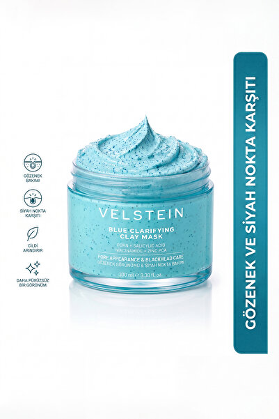 velstein Sıfır gözenek siyah nokta karşıtı Mavi Kil Maskesi 100 ml | PDRN + S...