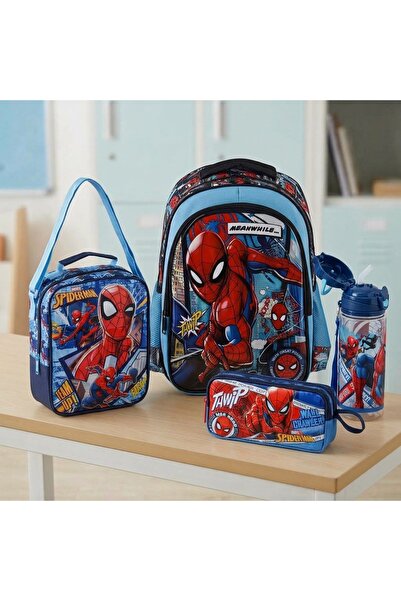 SPIDERMAN Premium Licensed School Bag Set: Primary School Bag + Lunch Box + P...