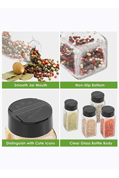 Qadro Spice Jars with Labels, 4 oz Glass Lids, Box set Stickers, Collapsible Funnel, Pens (24 PCS
