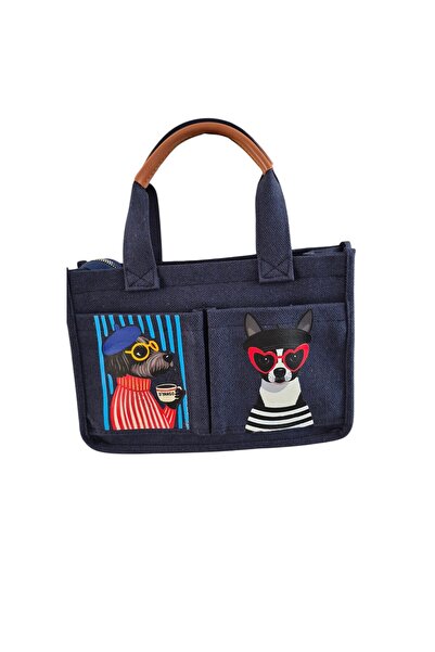 handedizayn Hande Dizayn Valentine's Mother's Day Navy Blue Mini Tote Bag Pin...