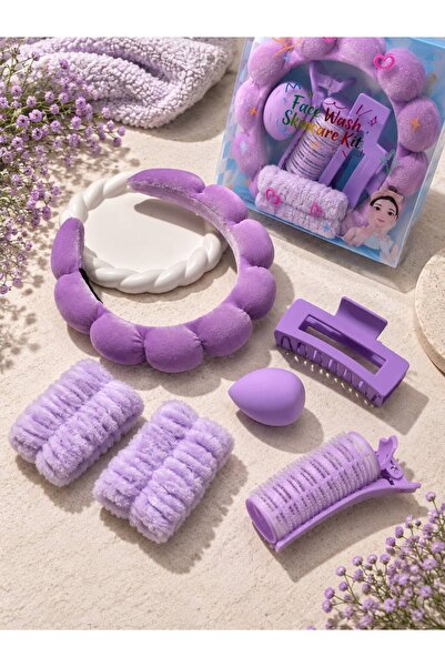 EMKSHOP Işilti Face Care Spa Makeup Headband Bracelet Set Hair Styling Set