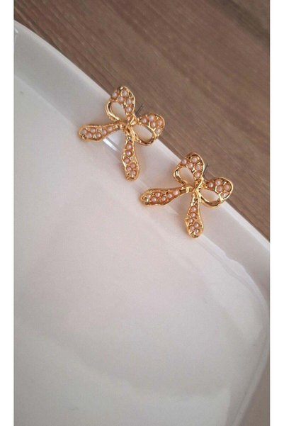 Svc Aksesuar Pearl Bow Earrings