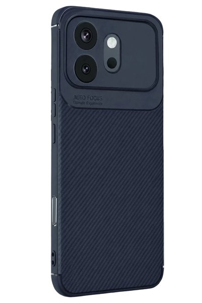 Bezos Huawei Honor 600 Compatible Auto Focus Carbon Cover - Navy Blue