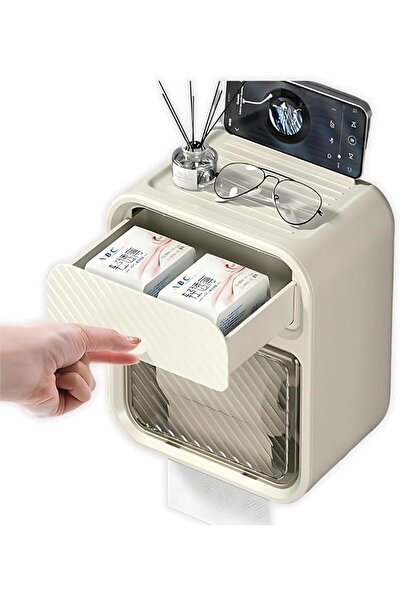 KASTWAVE Toilet Paper Holder, Wall-Mounted Tissue Dispenser with Waterproof S...