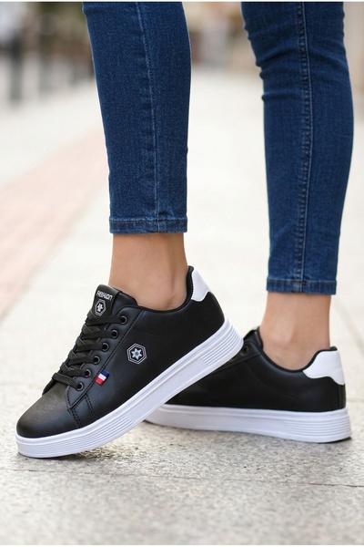 Lubrand Unisex Black and White Lace-Up Casual Sports Shoes Sneaker