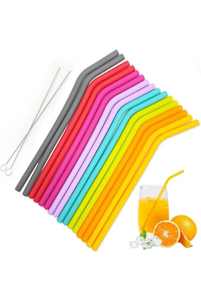 EXCEFORE 16 Pieces Silicone Straws Reusable, Flexible, Food-Grade BPA-Free Si...