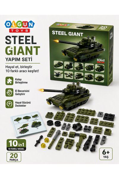 Eymen Hobi Steel Giant 10 in 1 Askeri Araç Yapım Seti – 6+ Yaş