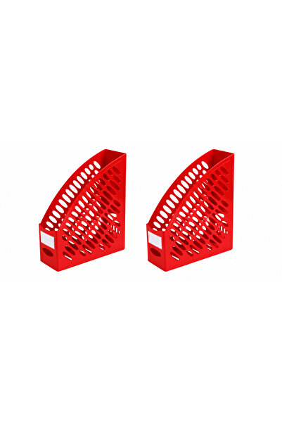 ValoriaHome 2 Adet Kırmızı Plastik Dergilik Dosyalık Organizer Evrak Kitap Ma...