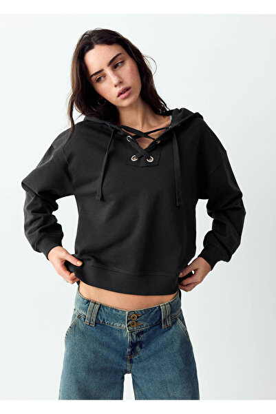 Mango Teen Bağ detaylı kapüşonlu sweatshirt