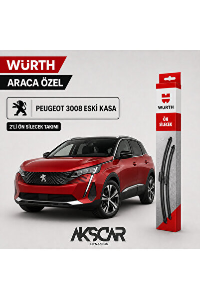 AKSCAR Würth Peugeot 3008 (2016-2025) Uyumlu 2'li Ön Silecek Takımı