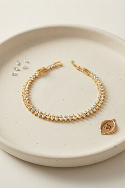 Skygo Brass Gold Color Barley Zircon Stone Waterway Women's Bracelet Tj-Bb8897