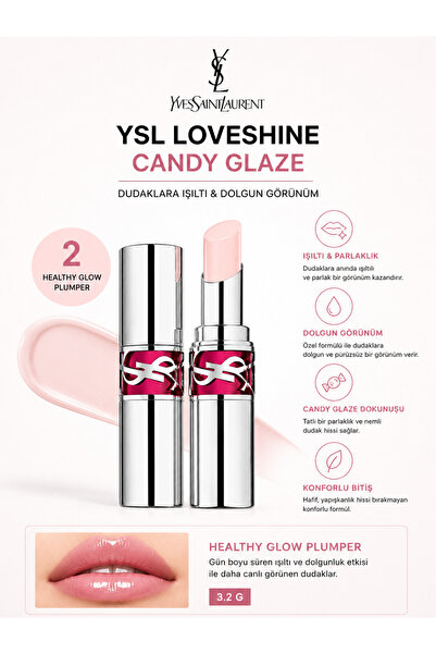 Yves Saint Laurent Loveshine Candy Glaze Lip 3.2 g – Gloss That Adds Shine, M...