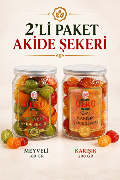 Yılmaz Ülkü 2'li Paket Akide Şekeri Glikozsuz Geleneksel Nostaljik Sert Şeker...