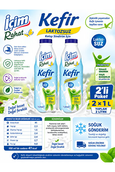 İçim Rahat Laktozsuz Kefir 1L x 2 Adet