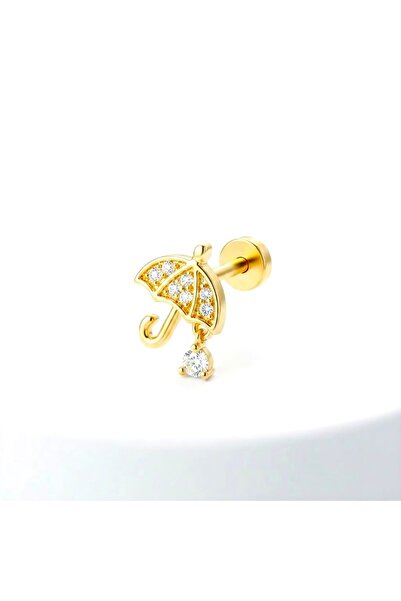 Siya Silver Kararmaz Çelik Zirkon Taşlı Vidalı Labret Tragus ve Helix Kıkırda...