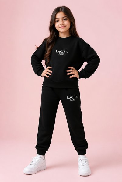 erayalpkids Girl's black tracksuit set