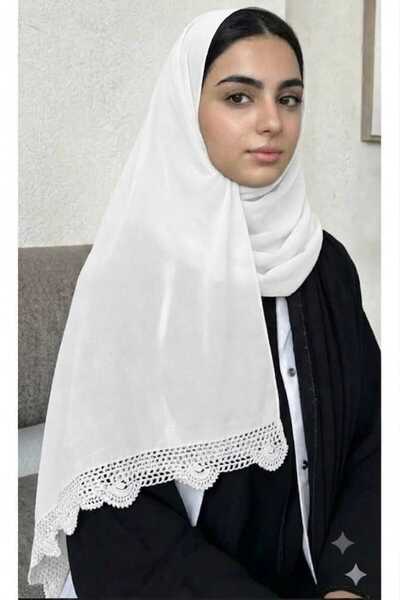 Veil Designer طرحةابيض بشغل اويه مع كوروشيه بقماش ياباني علي الطرفين المقاس :...