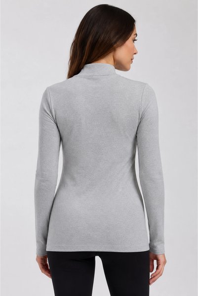 rony pony kids Women's Gray Half Turtleneck Long Sleeve Bodysuit