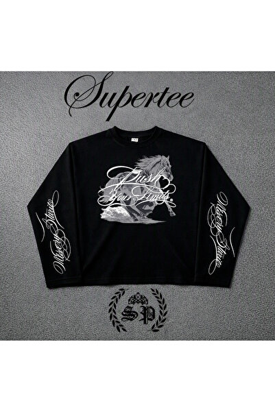 StartMore Desert Horse Long Sleeve Harajuka Uzun kollu Baskılı Tee