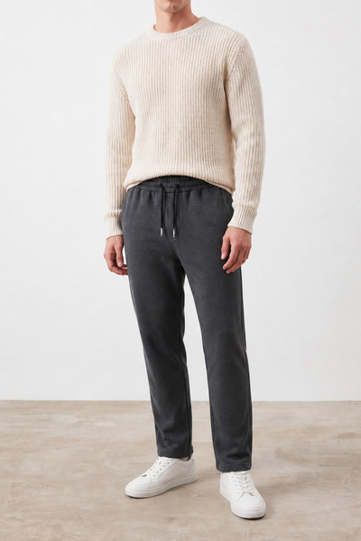 Veleno Men's Smoked Shredded Baggy Relaxed Fit Fleece-Lined Sweatpants