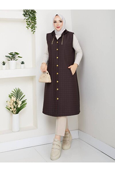 asia collection Women's Quilted Vest with Hood, Oversized Size