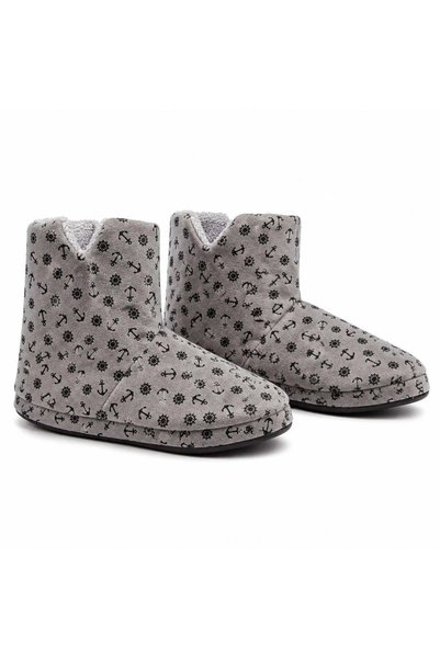 rs riva shoes Pantofi RIVA pentru bărbați, gri, cu model Anchor, cizme de casă din pluș, căptușite moale, papuci de iarnă, cizme de casă