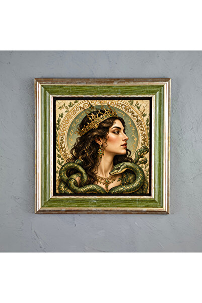 ermin Yılanlı Kraliçe Şahmeran Mitolojik Sanat Doğal Limra Taşı Zeytin Yeşili...