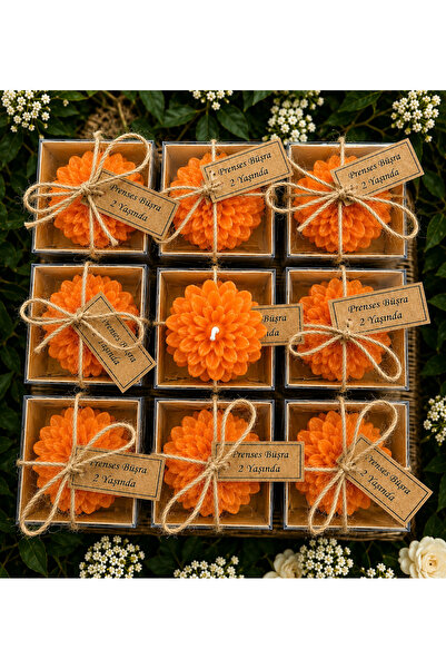 MAYTREND 20 Adet Kraft Kutu İçinde Turuncu Lotus Mum, Düğün, Nişan, Söz, Kına, Doğum Günü