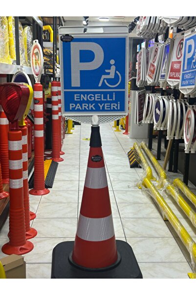 TRAFİKSAN 75 cm Trafik Konisi Ağırlıklı Levha Dahildi