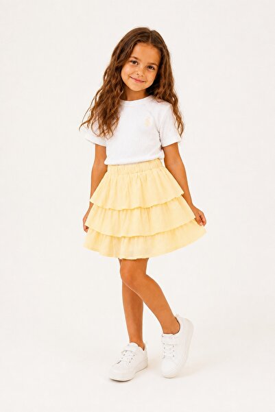 erayalpkids Girl's T-Shirt Muslin Skirt Set