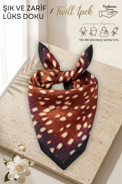 nurfemina Abstract Speckled Patterned Burgundy Black Women's - Twill Silk Tex...