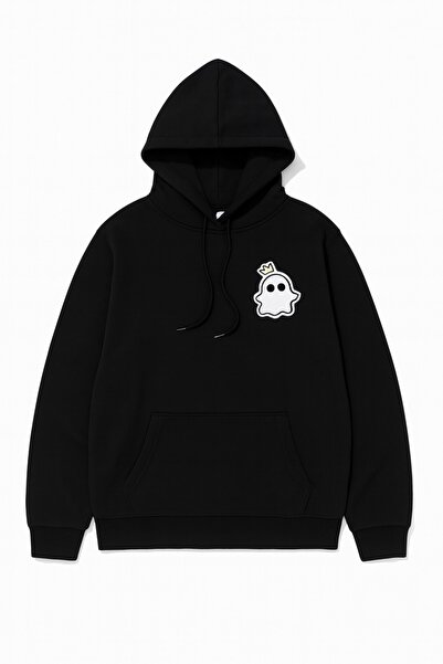 JANTIL MODA Unisex Oversize 3 Thread Yarn Kangaroo Pocket "Crowned Little Gho...