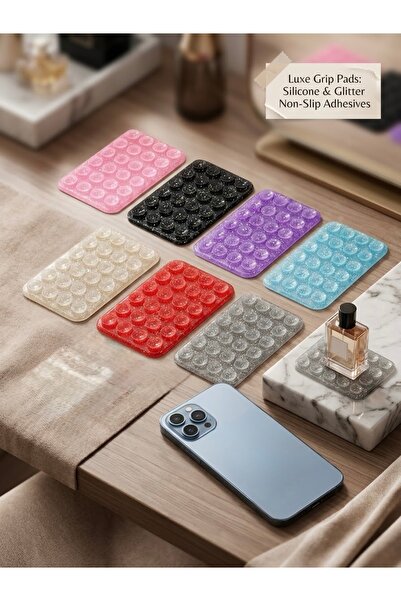 İtarz 2 Pieces of Glittery Silicone Phone Holder with Suction Cups, Vacuum Non-Slip Adhesive Surface