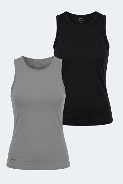 Slazenger VATIK I SET DE 2 PIESE Tricou pentru femei Slim Fit Negru - Gri