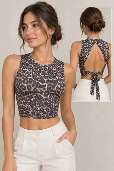 quella atelier Leopard Backless Blouse