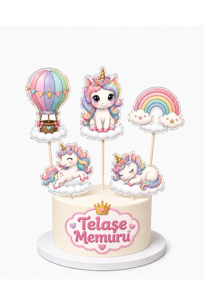 telaşe memuru Unicorn Pasta Süsü ve Doğum Günü Konsepti Parti Malzemeleri ve ...