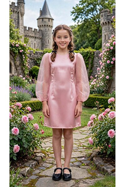 LilyMoon Rochie de invitație la nuntă pentru fetițe, cu mâneci bufante și det...