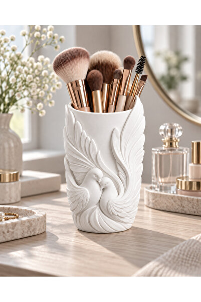 Belupa Decorative Makeup Brush Holder Organizer Pen Holder with Love Birds Fi...