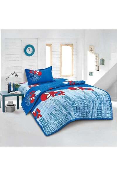 SLEEPLAND طقم مفارش أطفال أولاد تصميم كرتوني عنكبوت أزرق سنجل 3 قطع