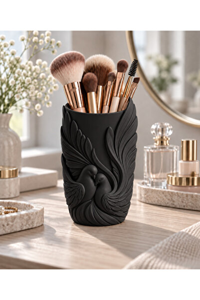 Belupa Decorative Makeup Brush Holder Organizer Pen Holder with Love Birds Fi...