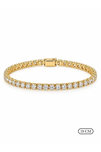 POKAK Xuping Jewelry 14K Gold Altın Kaplama Zirkon Taşlı Su Yolu Bileklik 4 MM