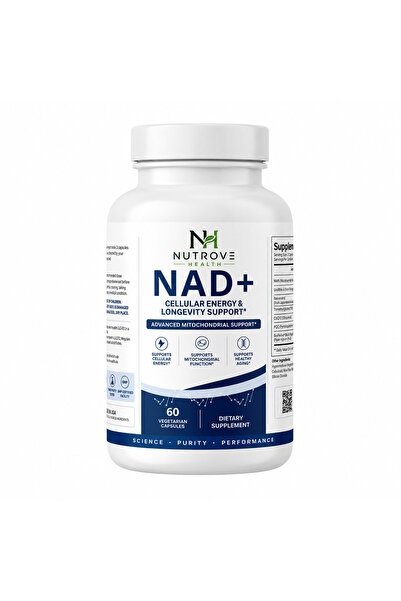 Nutrove Health NAD+ Complex with NMN, Urolithin A & Resveratrol – 60 Vegetari...
